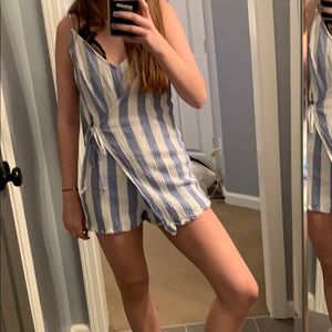 blue and white striped romper from Pacsun